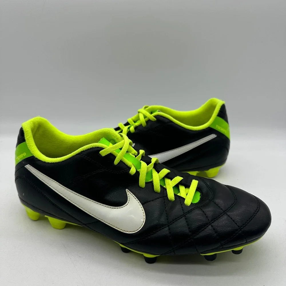 Nike 509038-013 Mens Size 12 Tiempo Natural IV FG Black/Green Soccer Cleats